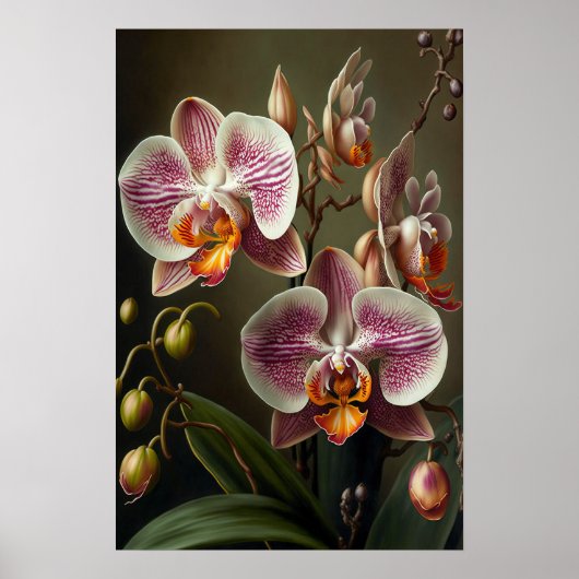 Rosa Moschee Orchideen Blume Art Print Poster (Vorne)