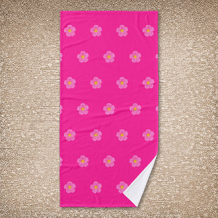 Rosa Moss Rose Blume Nahtloses Muster auf Badehandtuch