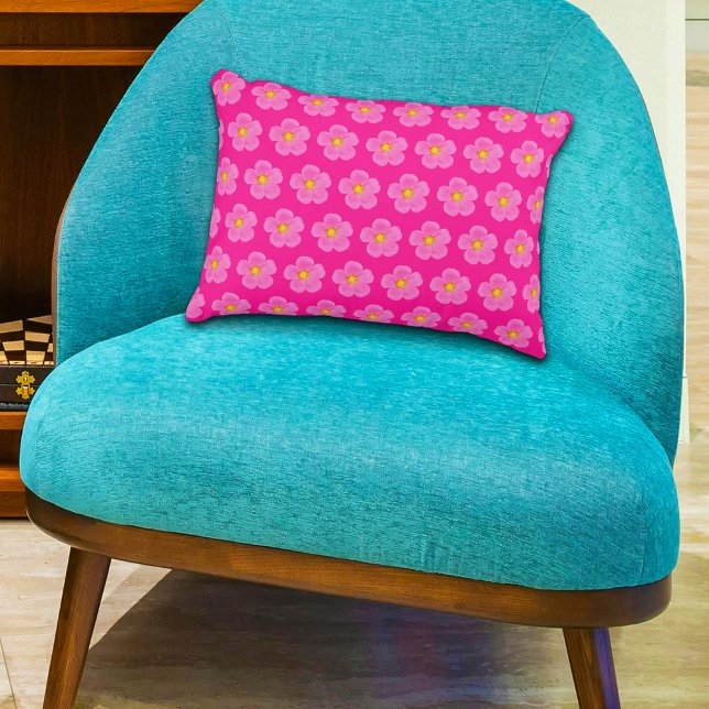 Rosa Moss Rose Blume Nahtloses Muster auf Dekokissen (Pink Moss Rose flower seamless pattern on accent pillow)