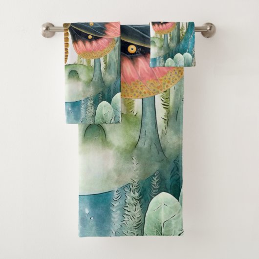 Rosa Moth Forest Night Badhandtuch Set (Insitu)