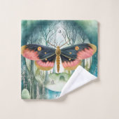 Rosa Moth Forest Night Badhandtuch Set (Waschlappen)