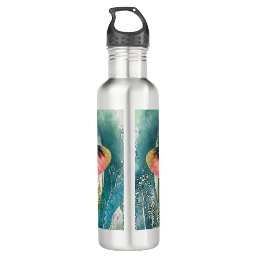 Rosa Moth Forest Night Edelstahlflasche (Rückseite)