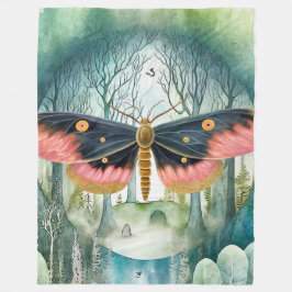 Rosa Moth Forest Night Fleecedecke