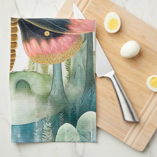 Rosa Moth Forest Night Geschirrtuch (Viertel Falte)