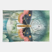 Rosa Moth Forest Night Geschirrtuch (Horizontal)