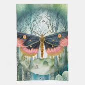 Rosa Moth Forest Night Geschirrtuch (Vertikal)