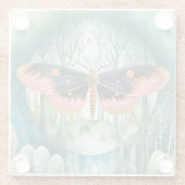 Rosa Moth Forest Night Glasuntersetzer (Rückseite)