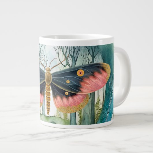 Rosa Moth Forest Night Jumbo-Tasse (Vorderseite Rechts)