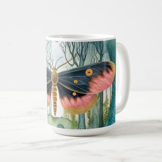 Rosa Moth Forest Night Kaffeetasse (VorderseiteRechts)