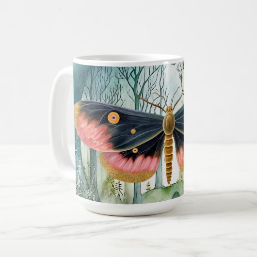 Rosa Moth Forest Night Kaffeetasse (Vorderseite Links)