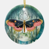 Rosa Moth Forest Night Keramik Ornament (Vorne)