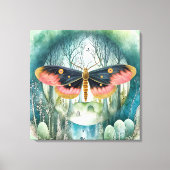 Rosa Moth Forest Night Leinwanddruck (Vorderseite)