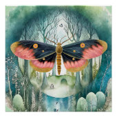 Rosa Moth Forest Night Poster (Vorderseite)