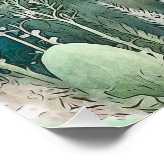 Rosa Moth Forest Night Poster (Ecke)