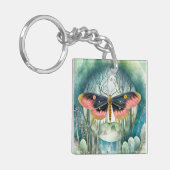 Rosa Moth Forest Night Schlüsselanhänger (Vorderseite links)