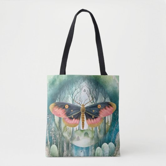 Rosa Moth Forest Night Tasche (Vorderseite)