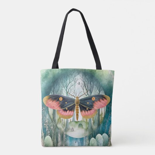 Rosa Moth Forest Night Tasche (Rückseite)