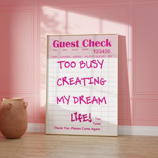 Rosa Motivationsposter mit Gastzettel Poster