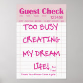 Rosa Motivationsposter mit Gastzettel Poster (Vorne)
