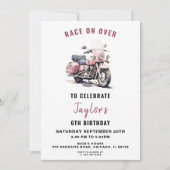 Rosa Motorrad Geburtstag Einladung für Mädchen (Vorderseite)