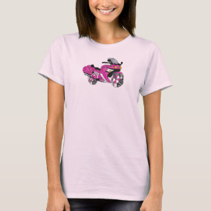Rosa Motorrad im Buntglas T-Shirt