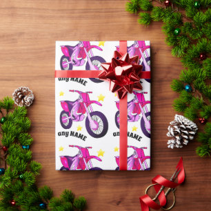 Rosa Motorrad und individuelles Geschenkpapier mit