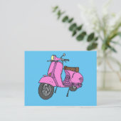 rosa Motorroller Postkarte (Stehend Vorderseite)