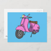 rosa Motorroller Postkarte (Vorne/Hinten)