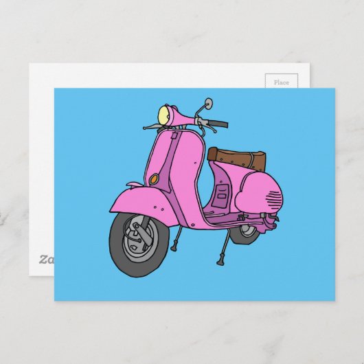 rosa Motorroller Postkarte (Vorne/Hinten)