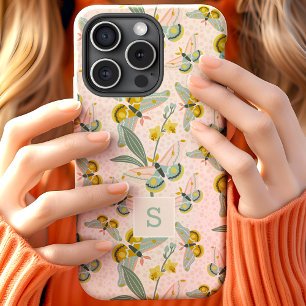 rosa Motten und Narzellen, Muster Monogramm Case-Mate iPhone Hülle