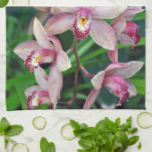 Rosa Mottenorchideen Geschirrtuch (Gefaltet)