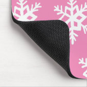 Rosa Mousepad mit Schneeflocken (Ecke)