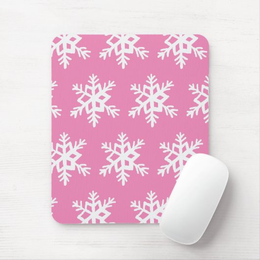 Rosa Mousepad mit Schneeflocken (Mit Mouse)