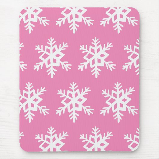 Rosa Mousepad mit Schneeflocken (Vorne)