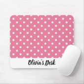 Rosa Mousepad mit weißen Polka-Punkten (Mit Mouse)