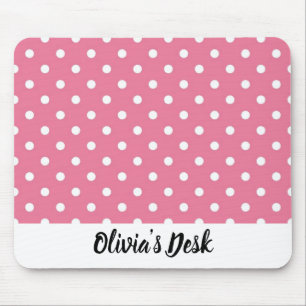 Rosa Mousepad mit weißen Polka-Punkten