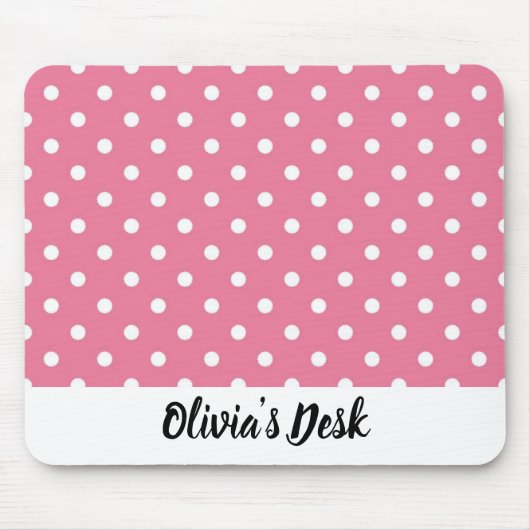 Rosa Mousepad mit weißen Polka-Punkten (Vorne)