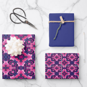 Rosa, Mulberry, Lila & Dark Blue Marokkanisches Pa Geschenkpapier Set