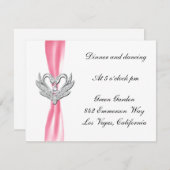 Rosa Multifunktionsleisten-Silberschwänze Empfang- Einladung (Vorne/Hinten)