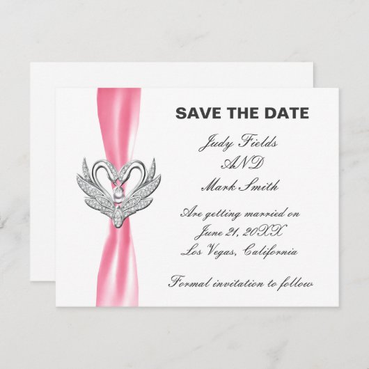 Rosa Multifunktionsleisten-Silberschwänze Save the Einladung (Vorne/Hinten)