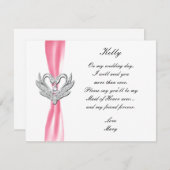 Rosa Multifunktionsleisten-Silberschwänze-Trauzeug Einladung (Vorne/Hinten)