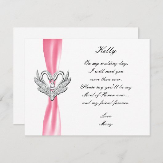 Rosa Multifunktionsleisten-Silberschwänze-Trauzeug Einladung (Vorne/Hinten)