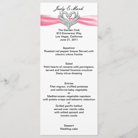 Rosa Multifunktionsleisten-Silberschwänzer-Menükar Menükarte (Vorderseite)