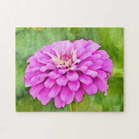 Rosa Mum Blume Watercolor Art Puzzle (Horizontal)