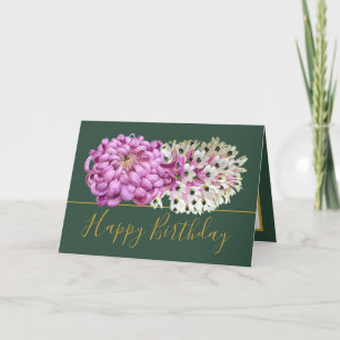 Rosa Mum Weiße Orchidee Botanische Chic Geburtstag Karte