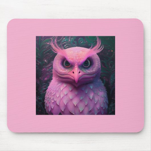 Rosa Murloc/Owl Hybride Kreatur Mousepad (Vorne)