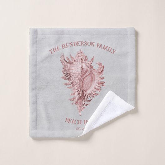 Rosa Muschel Badehandtuch Set (Waschlappen)