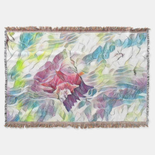 Rosa Muschel im Meer Aquarellbild Decke