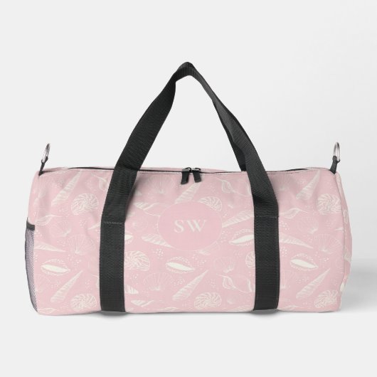 Rosa Muschel-Muster-Monogramm Duffle Bag (Rückseite)