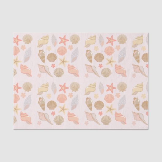 Rosa Muschel Muster Seidenpapier (Vorderseite)